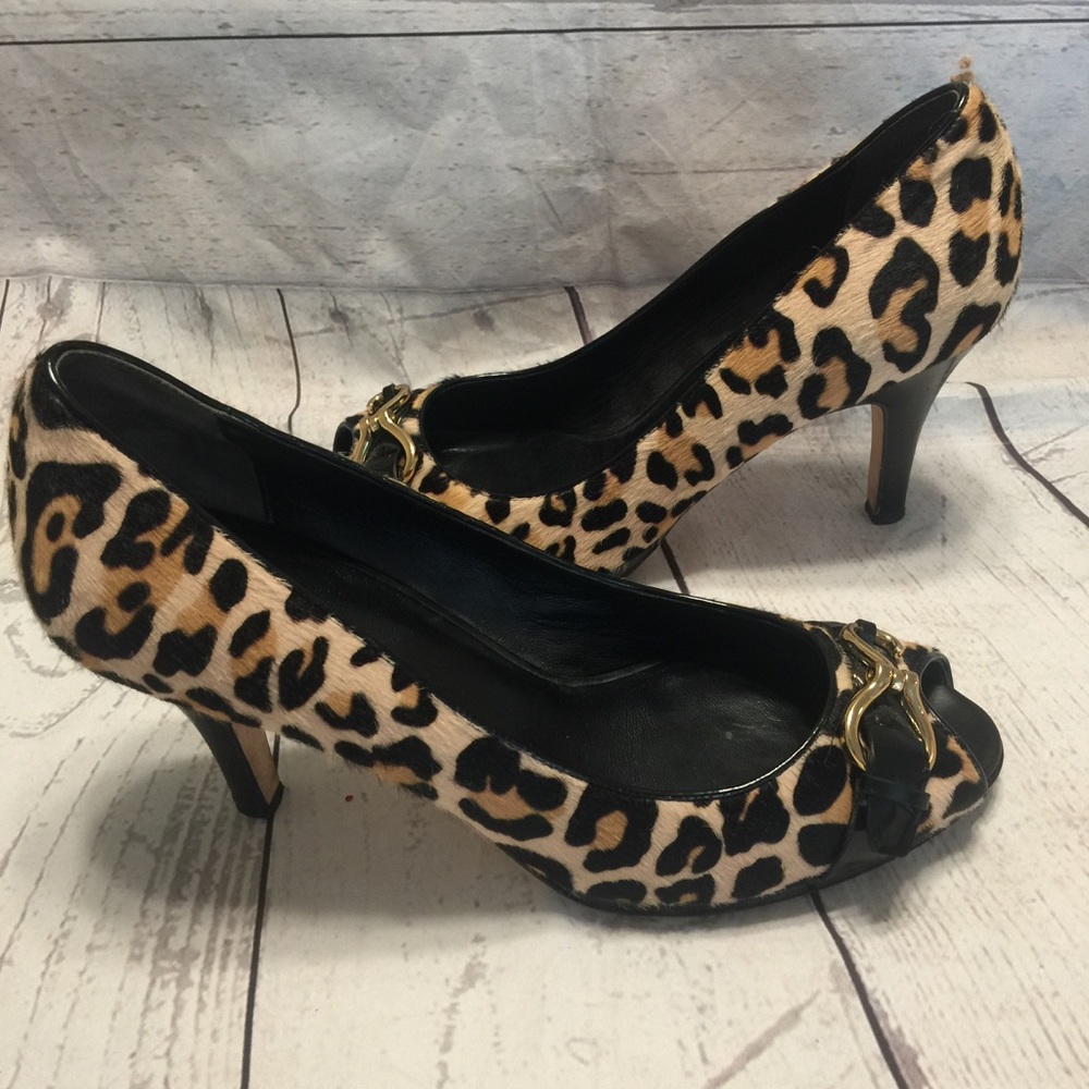 Cole Haan 9 1/2 heels cheetah leopard peep toe